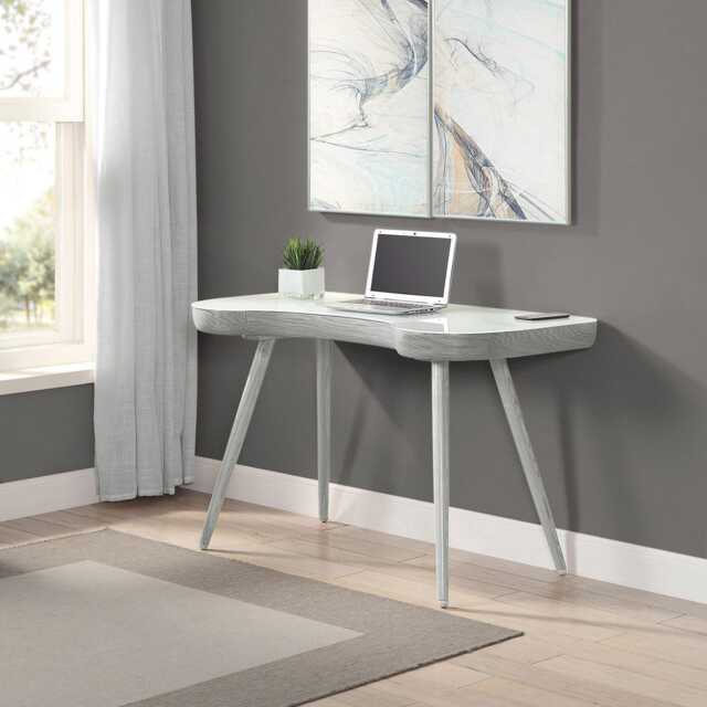 Jual San Francisco Curve Office Desk With Drawers, Grey - image 1