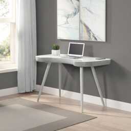 Jual San Francisco Curve Office Desk With Drawers, Grey - thumbnail 1