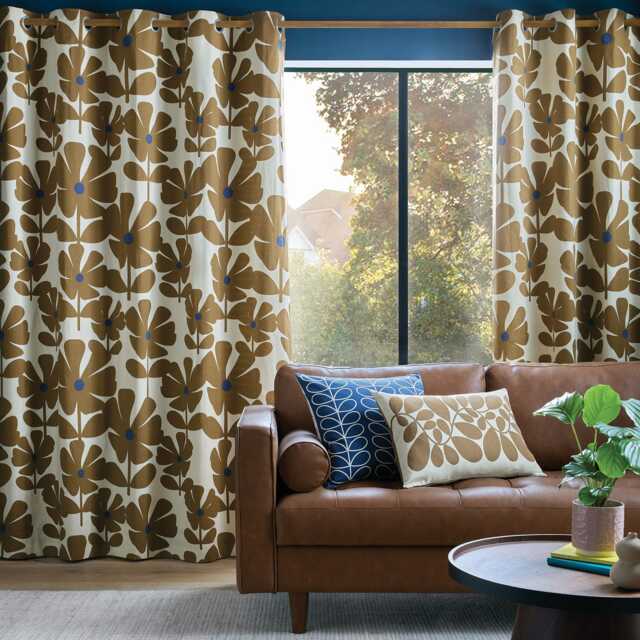 Orla Kiely Wildflower Eyelet Curtains, 229 X 229cm, Coffee - image 1