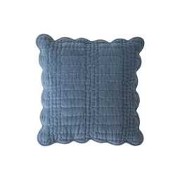 Laura Ashley Brady Scalloped Microfibre Cushion, 43cm x 43cm, Seaspray