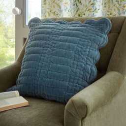 Laura Ashley Brady Scalloped Microfibre Cushion, 43cm x 43cm, Seaspray - thumbnail 2