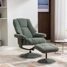 Casa Dalby Swivel Fabric Recliner Chair & Stool, Chacha Fern - thumbnail 1