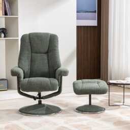 Casa Dalby Swivel Fabric Recliner Chair & Stool, Chacha Fern - thumbnail 2