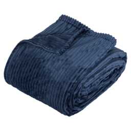 Atmosphera Arum Corduroy Flannel Throw, Ink Blue - thumbnail 2