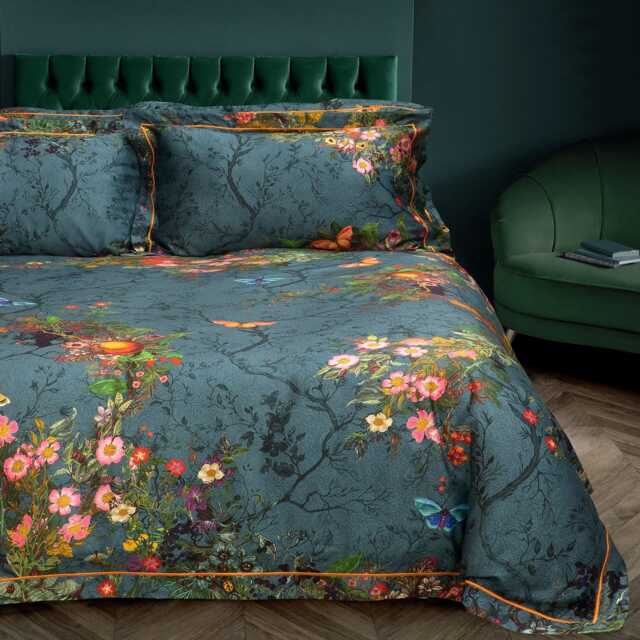 Timorous Beasties Bloomsbury Garden Duvet Set, Super King, Teal - image 1