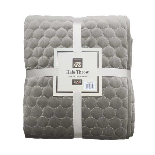 Scatter Box Halo Quilted Velvet Throw, Taupe - image 1