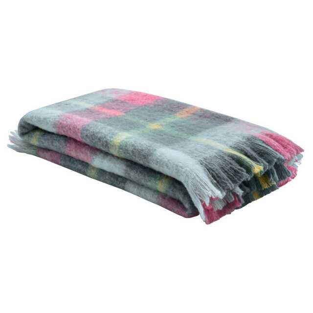 Bluebellgray Highland Check Throw, Teal Pink - image 1