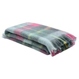 Bluebellgray Highland Check Throw, Teal Pink