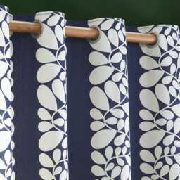 Orla Kiely Sycamore Stripe Eyelet Curtains, 168 x 137cm, Space Blue - thumbnail 5