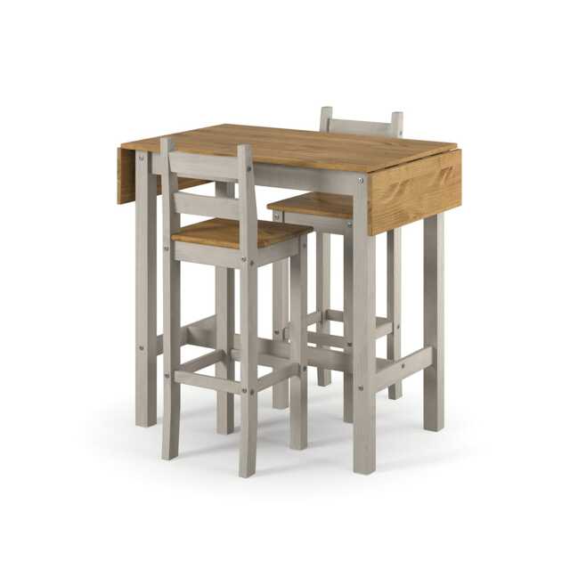 Casa Connor High Breakfast Table & 2 High Chairs Dining Set, Grey
