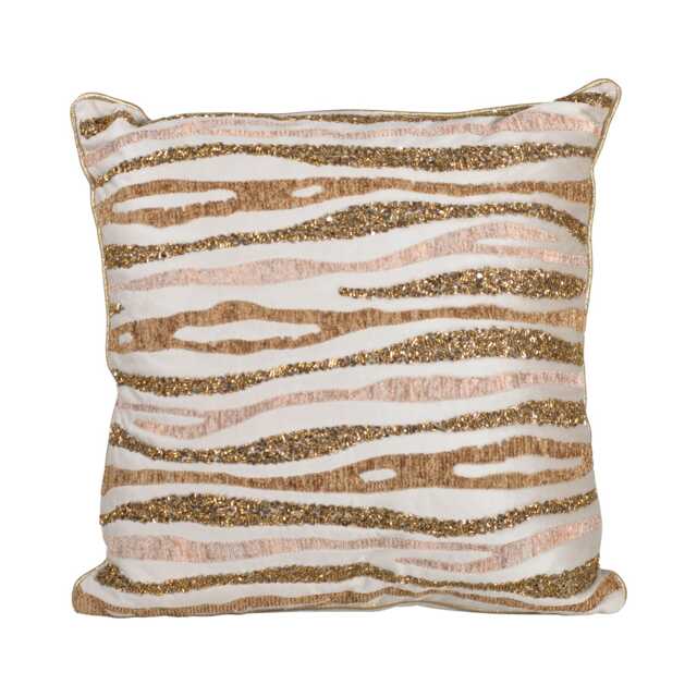 Casa Tiger Print Beaded Cushion, Earth