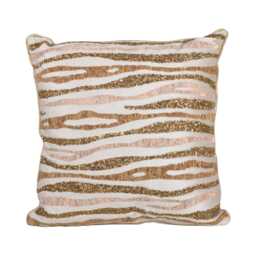 Casa Tiger Print Beaded Cushion, Earth
