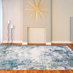 Frith Rugs Kaydon Washable Woven Rug, 230cm x 160cm, Grey & Blue Abstract Pattern - thumbnail 3