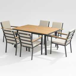 Nova Heidi Aluminium Garden Dining Set, Rectangular, 6 Seater, Grey