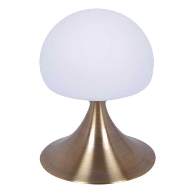 Casa Jemima Round Touch Lamp, Antique Brass, White