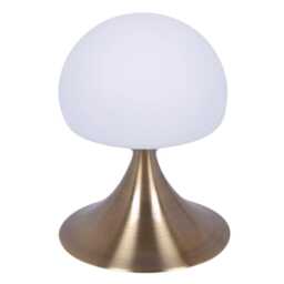 Casa Jemima Round Touch Lamp, Antique Brass, White