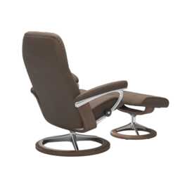 Stressless Consul Large Leather Recliner Chair & Footstool, Batick Mole - thumbnail 2