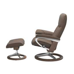 Stressless Consul Large Leather Recliner Chair & Footstool, Batick Mole - thumbnail 3