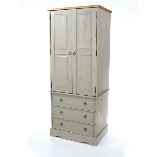 Casa Connor 2 Door 3 Drawer Wardrobe, Grey - image 1