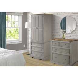 Casa Connor 2 Door 3 Drawer Wardrobe, Grey - thumbnail 2