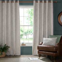 Laura Ashley Pussy Willow Lined Eyelet Curtains, 223 X 182cm, Truffle Natural