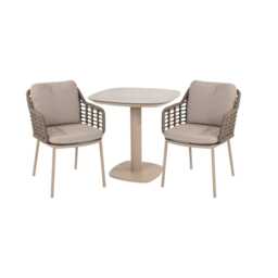 4 Seasons Outdoor Puglia Aluminium Garden Bistro Set, 2 Seater, Warm Latte - thumbnail 2