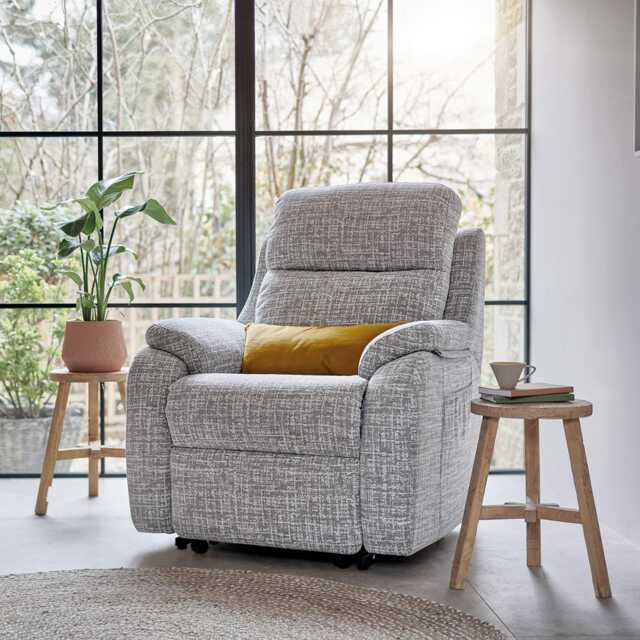 G Plan Kingsbury Power Fabric Recliner Armchair, Aerial Vista - image 1
