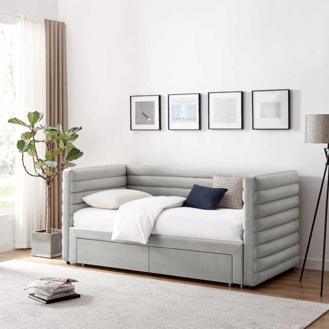 Casa Bella Day Bed with Drawers, Grey - image 1