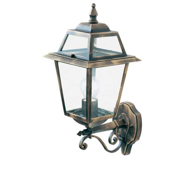 Searchlight New Orleans Lantern Outdoor Wall Light, Antique Brass & Glass