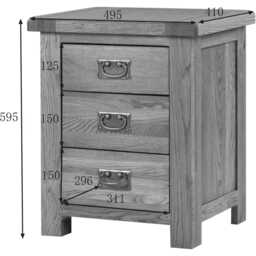 Casa Seville 3 Drawer Bedside Cabinet - thumbnail 2