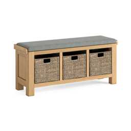 Casa Nantes Storage Bench with Cushion, Beige & Grey - thumbnail 2