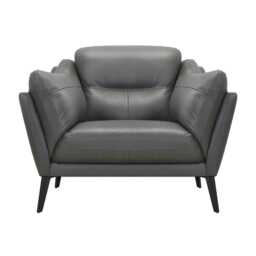 Casa Austin Leather Armchair, Charcoal - thumbnail 2