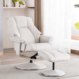 Casa Dalby Swivel Leather Recliner Chair & Stool, Mushroom - thumbnail 3
