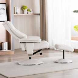 Casa Dalby Swivel Leather Recliner Chair & Stool, Mushroom - thumbnail 1
