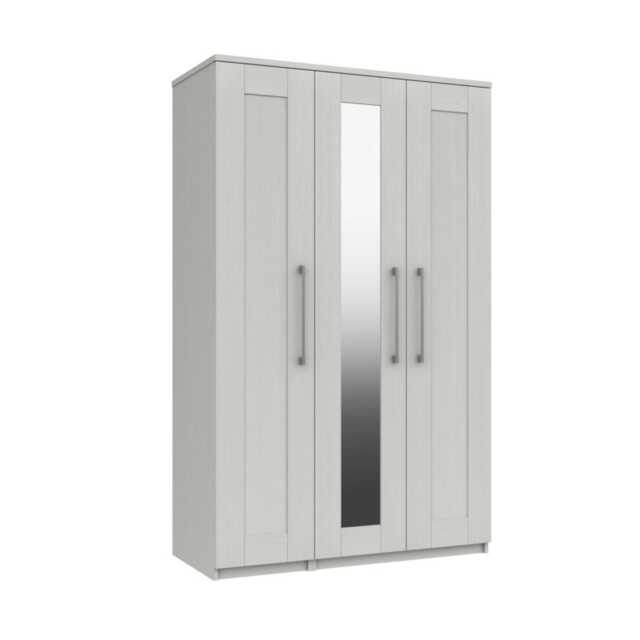 Casa Madrid 3 Door Mirrored Wardrobe, Grey - image 1