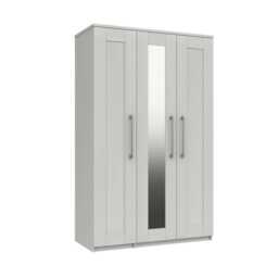 Casa Madrid 3 Door Mirrored Wardrobe, Grey - thumbnail 1