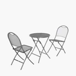 Pacific Lifestyle Café Latte Metal Garden Folding Bistro Set, 2 Seater, Dark Grey - thumbnail 2