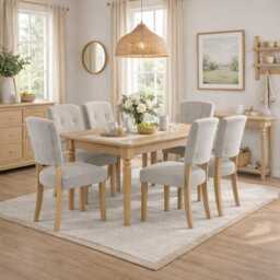 Casa Linden Upholstered Dining Chair, Stone - thumbnail 1