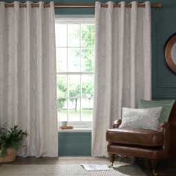 Laura Ashley Pussy Willow Lined Eyelet Curtains, 162 X 228cm, Truffle Natural - thumbnail 1