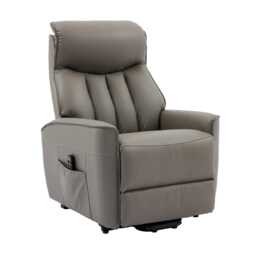 Casa Bali Leather Dual Motor Riser Recliner Armchair, Taupe - thumbnail 2