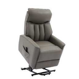 Casa Bali Leather Dual Motor Riser Recliner Armchair, Taupe - thumbnail 1