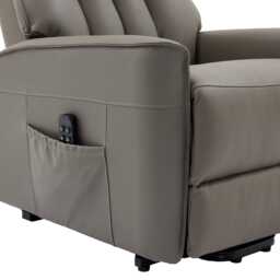 Casa Bali Leather Dual Motor Riser Recliner Armchair, Taupe - thumbnail 4
