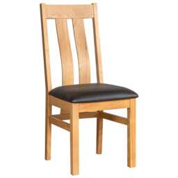 Casa Tavistock Twin Slat Back Dining Chair, PU Seat - thumbnail 1
