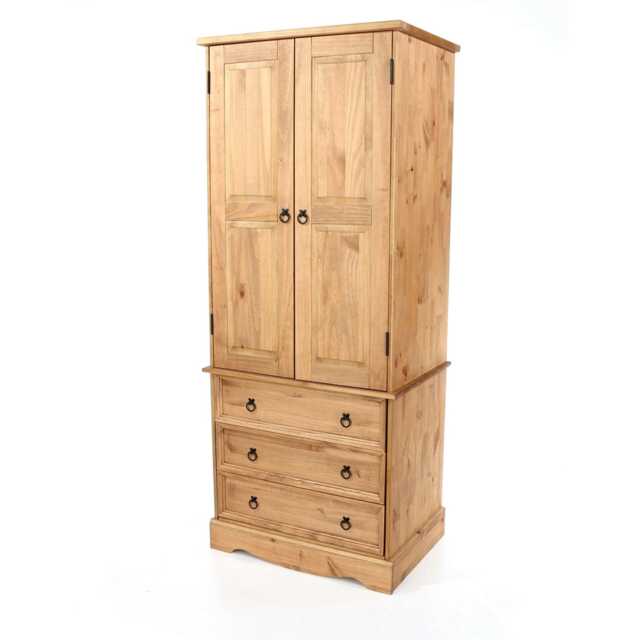 Casa Connor 2 Door 3 Drawer Wardrobe, Pine - image 1