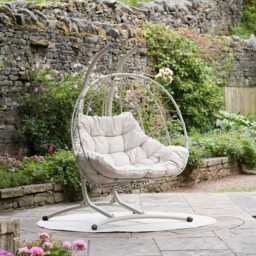 Pacific Lifestyle Lyon Double Garden Hanging Egg Chair, 2 Seater, Putty - thumbnail 1