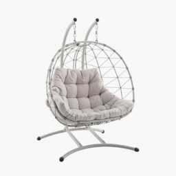 Pacific Lifestyle Lyon Double Garden Hanging Egg Chair, 2 Seater, Putty - thumbnail 2