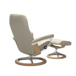 Stressless Consul Medium Leather Recliner Chair & Footstool, Batick Cream - thumbnail 2
