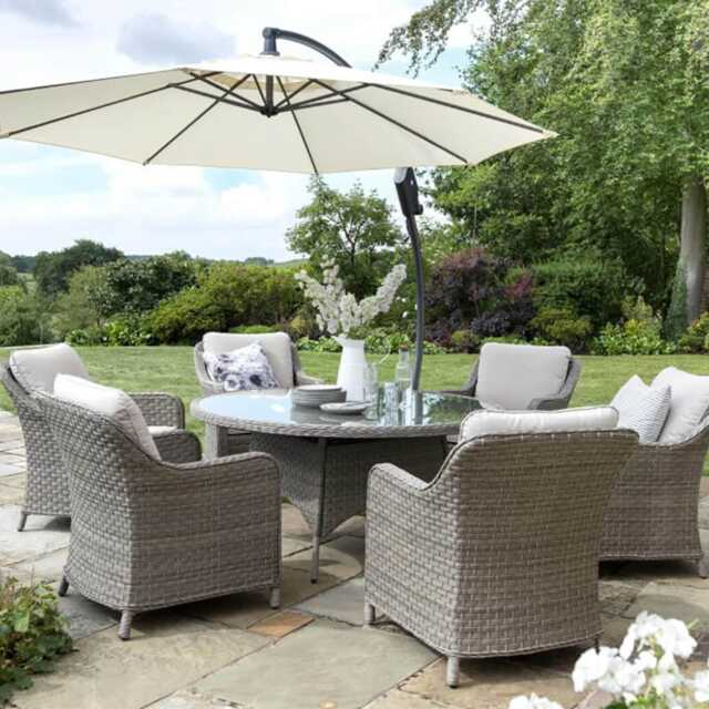 Kettler Charlbury Wicker Garden Dining Set, 6 Seater, Ivory - image 1