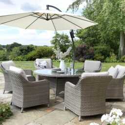 Kettler Charlbury Wicker Garden Dining Set, 6 Seater, Ivory - thumbnail 1