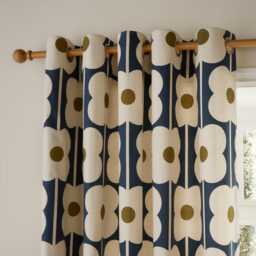 Orla Kiely Abacus Flower Eyelet Curtains, 229 X 183cm, Navy - thumbnail 2